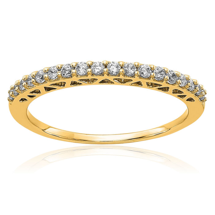 14K Solid Yellow Gold Lab Diamond Anniversary Ring Eternity Wedding Band Bridal Jewelry