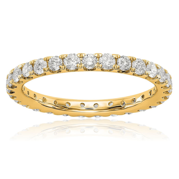 14K Solid Yellow Gold Lab Diamond Anniversary Ring Eternity Wedding Band Bridal Jewelry