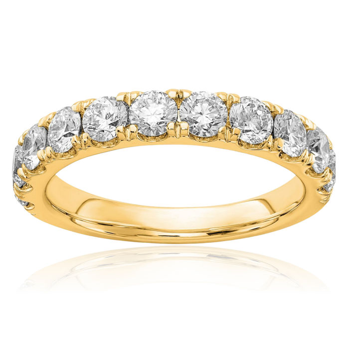 14K Solid Yellow Gold Lab Diamond 1 Anniversary Ring Eternity Wedding Band Bridal Jewelry