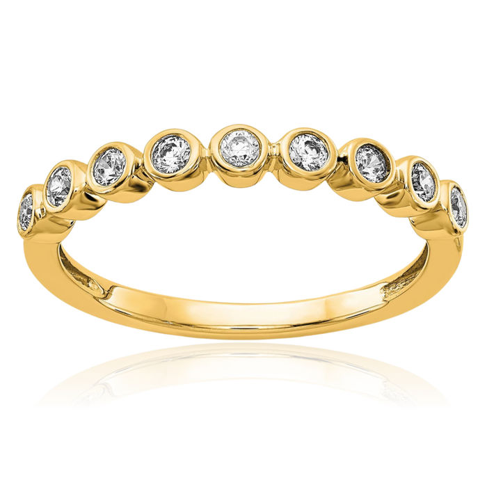 14K Solid Yellow Gold Lab Diamond Anniversary Ring Eternity Wedding Band Bridal Jewelry