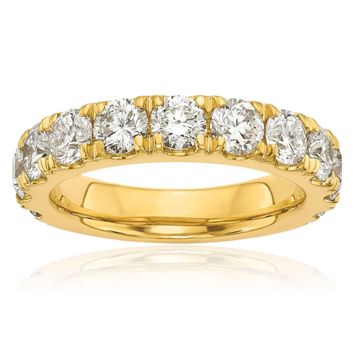 14K Solid Yellow Gold Lab Diamond Anniversary Ring Eternity Wedding Band Bridal Jewelry