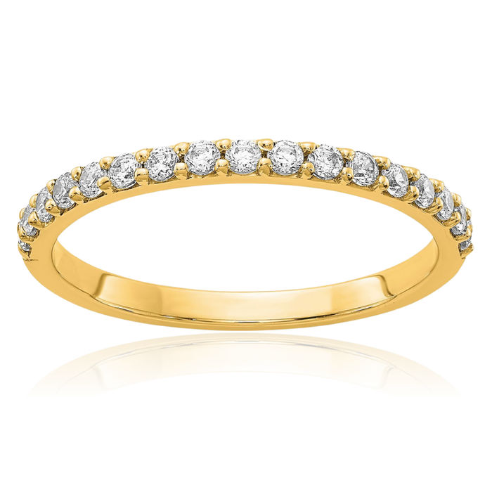 14K Solid Yellow Gold Lab Diamond Anniversary Ring Eternity Wedding Band Bridal Jewelry