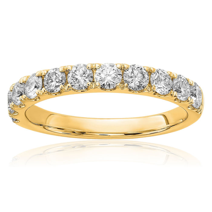 14K Solid Yellow Gold Lab Diamond Anniversary Ring Eternity Wedding Band Bridal Jewelry