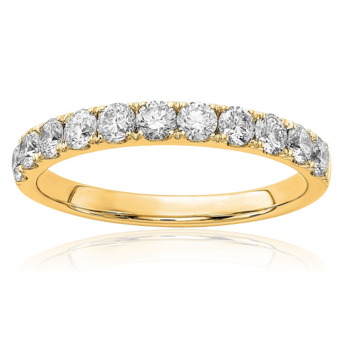 14K Solid Yellow Gold Lab Diamond Anniversary Ring Eternity Wedding Band Bridal Jewelry