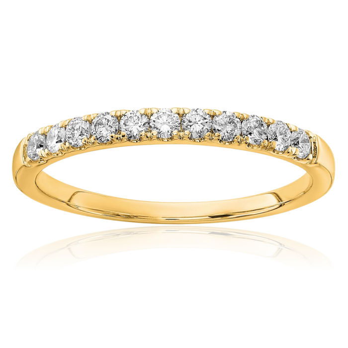 14K Solid Yellow Gold Lab Diamond Anniversary Ring Eternity Wedding Band Bridal Jewelry