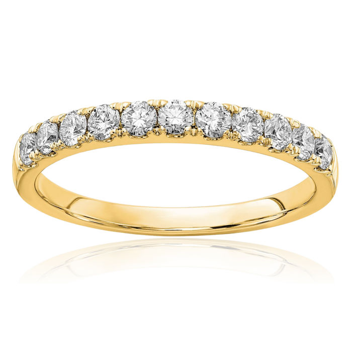 14K Solid Yellow Gold Lab Diamond Anniversary Ring Eternity Wedding Band Bridal Jewelry