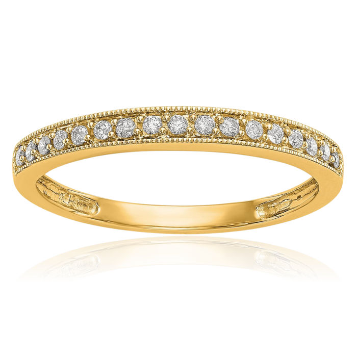 14K Solid Yellow Gold Lab Diamond Anniversary Ring Eternity Wedding Band Bridal Jewelry