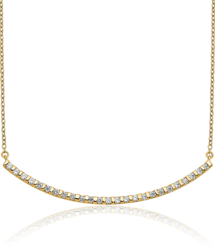 14K Solid Yellow Gold Lab Diamond Bar Necklace