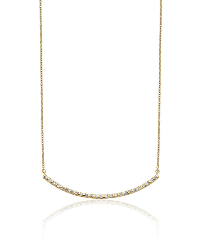 14K Solid Yellow Gold Lab Diamond Bar Necklace