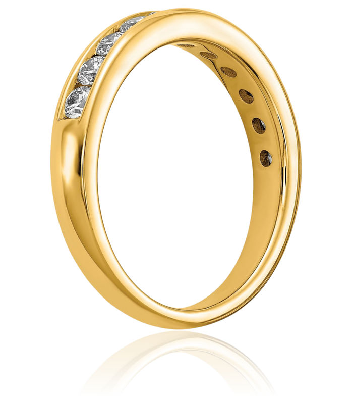 14K Solid Yellow Gold Lab Diamond Channel Anniversary Ring Eternity Wedding Band Bridal Jewelry