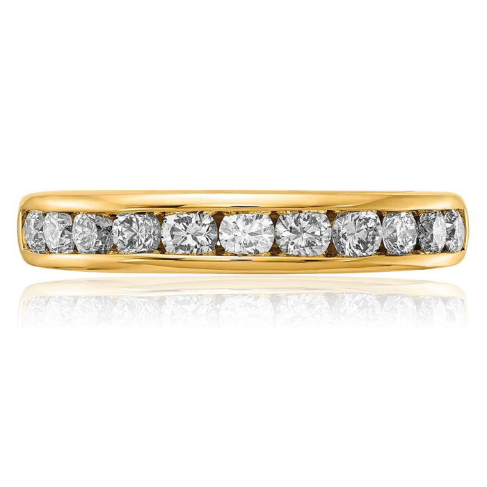 14K Solid Yellow Gold Lab Diamond Channel Anniversary Ring Eternity Wedding Band Bridal Jewelry