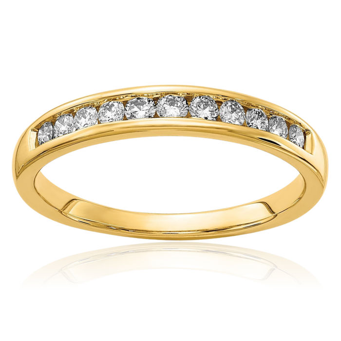 14K Solid Yellow Gold Lab Diamond Channel Anniversary Ring Eternity Wedding Band Bridal Jewelry