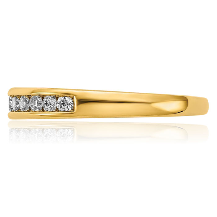 14K Solid Yellow Gold Lab Diamond Channel Anniversary Ring Eternity Wedding Band Bridal Jewelry