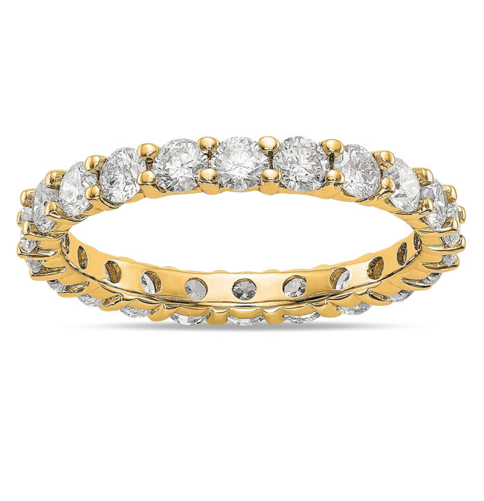 14K Solid Yellow Gold Lab Diamond Eternity Wedding Band Ring