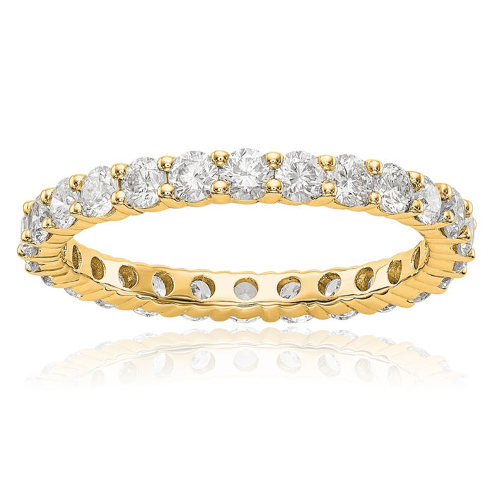 14K Solid Yellow Gold Lab Diamond Eternity Wedding Band Ring