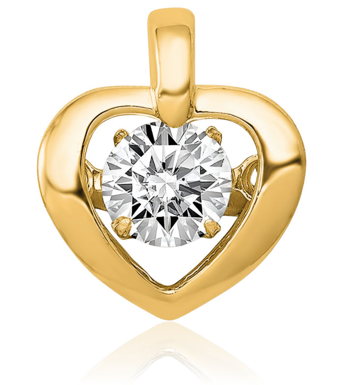 14K Solid Yellow Gold Lab Diamond Heart Solitaire Necklace Chain Pendant Charm