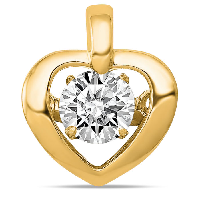 14K Solid Yellow Gold Lab Diamond Heart Solitaire Necklace Chain Pendant Charm