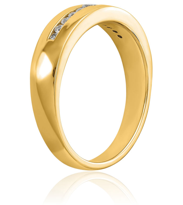 14K Solid Yellow Gold Lab Diamond Mens Wedding Band Ring