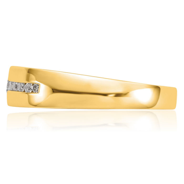 14K Solid Yellow Gold Lab Diamond Mens Wedding Band Ring