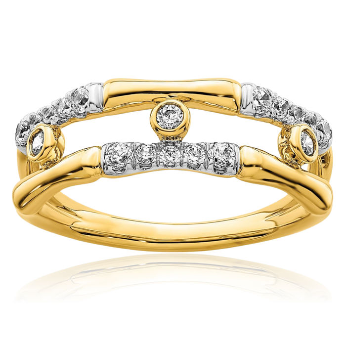 14K Solid Yellow Gold Lab Diamond Split Band Ring