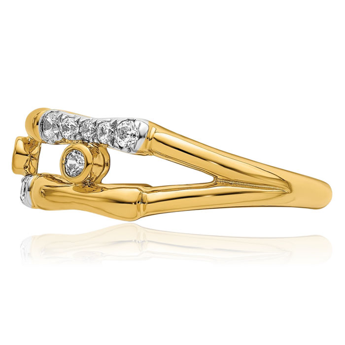 14K Solid Yellow Gold Lab Diamond Split Band Ring