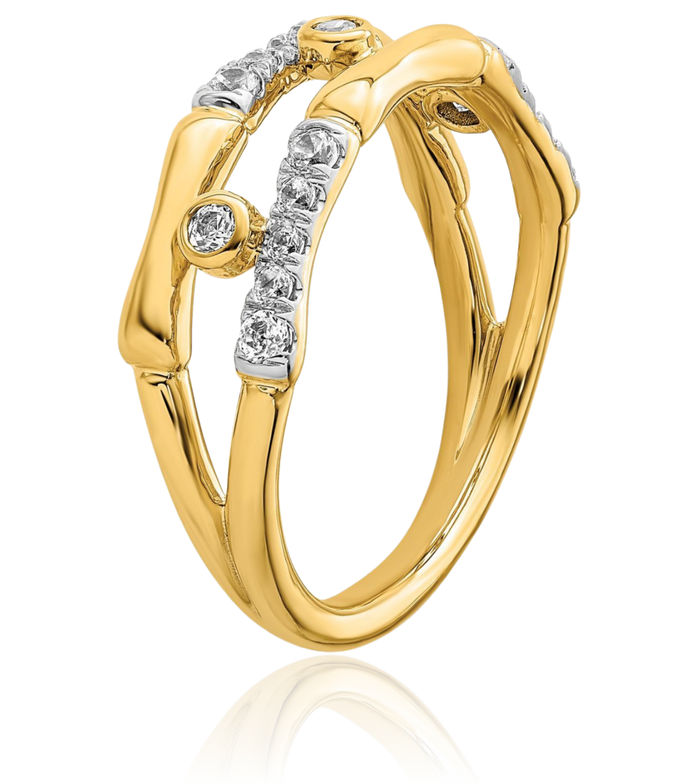 14K Solid Yellow Gold Lab Diamond Split Band Ring