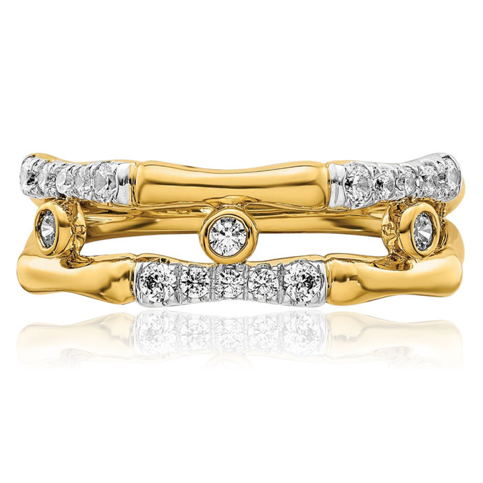 14K Solid Yellow Gold Lab Diamond Split Band Ring