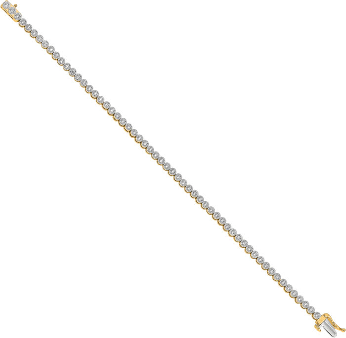 14K Solid Yellow Gold Lab Diamond Tennis Bracelet