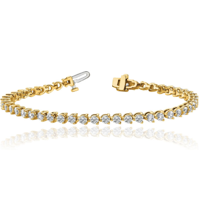 14K Solid Yellow Gold Diamond Tennis Bracelet