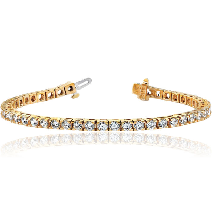 14K Solid Yellow Gold Lab Diamond Tennis Bracelet