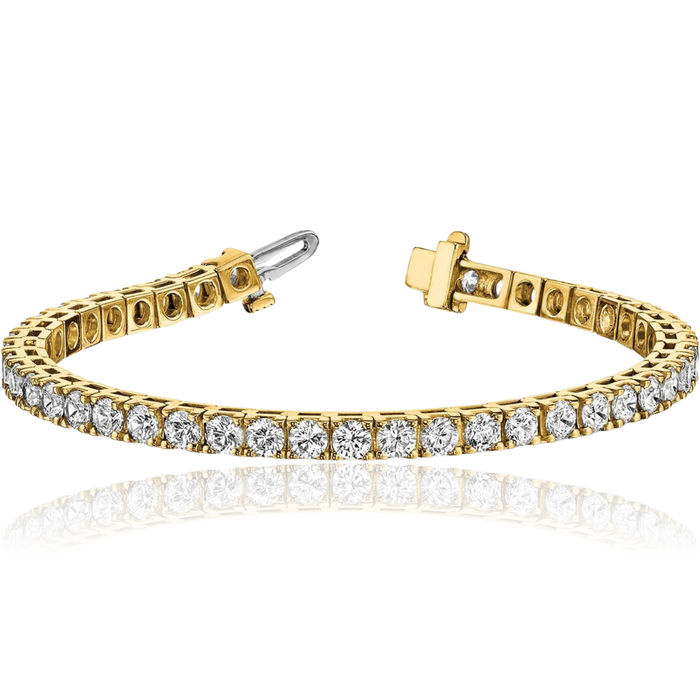 14K Solid Yellow Gold Lab Diamond Tennis Bracelet