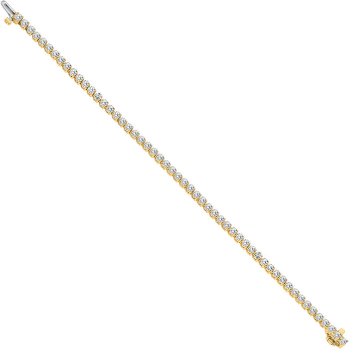 14K Solid Yellow Gold Lab Diamond Tennis Bracelet