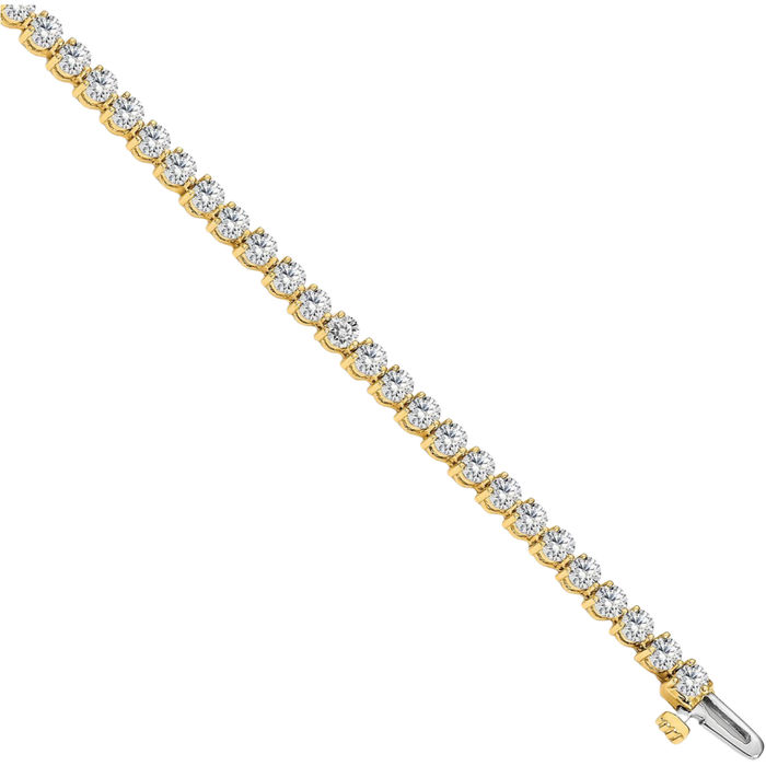 14K Solid Yellow Gold Lab Diamond Tennis Bracelet