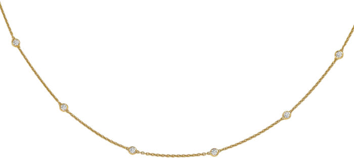 14K Solid Yellow Gold Lab Diamond 16 Station Necklace Chain