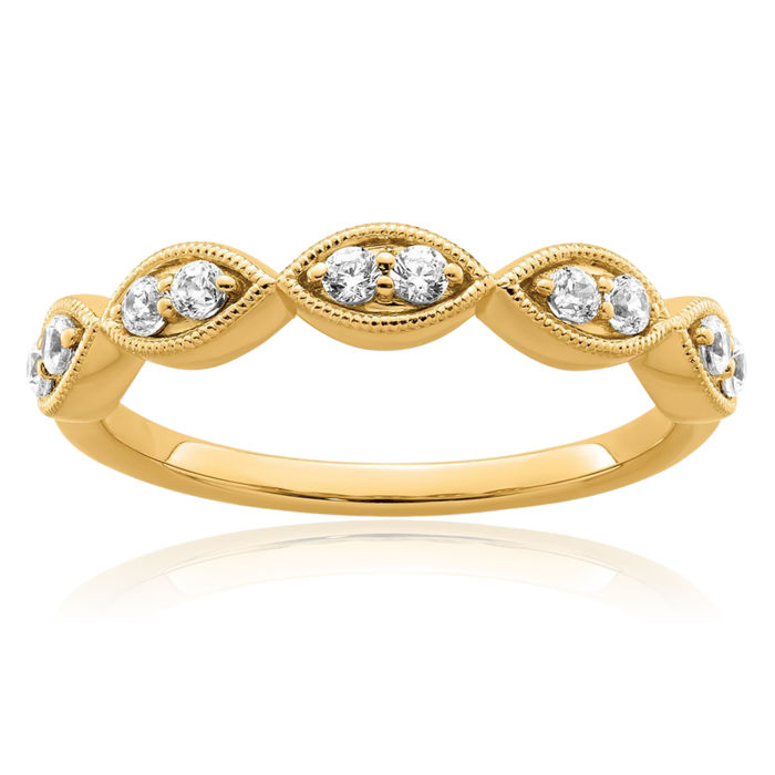 14K Solid Yellow Gold Lab Diamond Wedding Band Ring