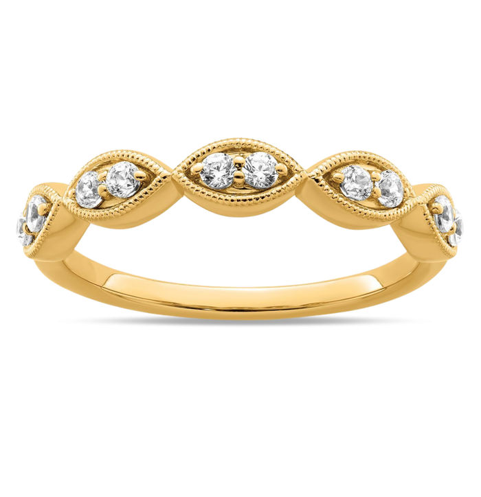 14K Solid Yellow Gold Lab Diamond Wedding Band Ring