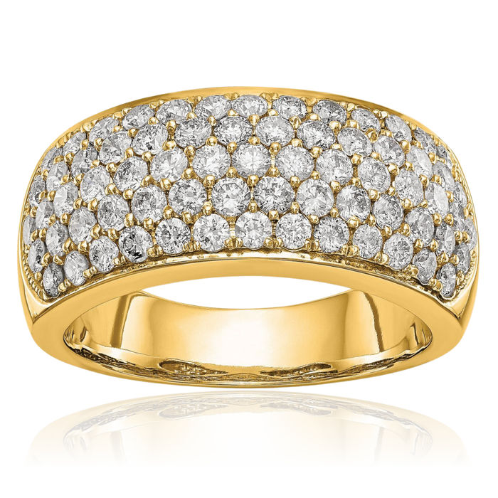 14K Solid Yellow Gold 1 Lab Diamond Wedding Band Ring