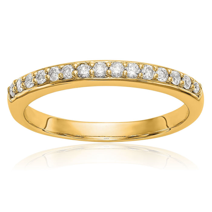 14K Solid Yellow Gold Lab Diamond Wedding Band Ring