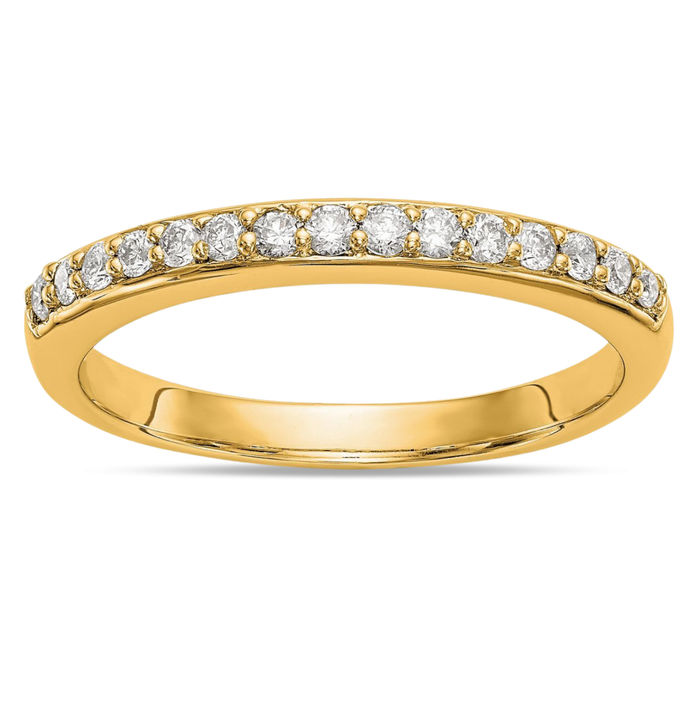 14K Solid Yellow Gold Lab Diamond Wedding Band Ring