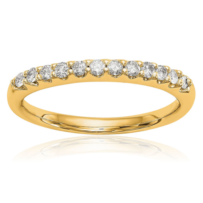 14K Solid Yellow Gold Lab Diamond Wedding Band Ring