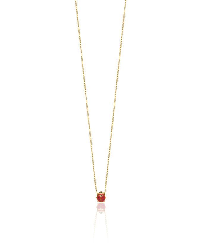 14K Solid Yellow Gold Ladybug Necklace Chain