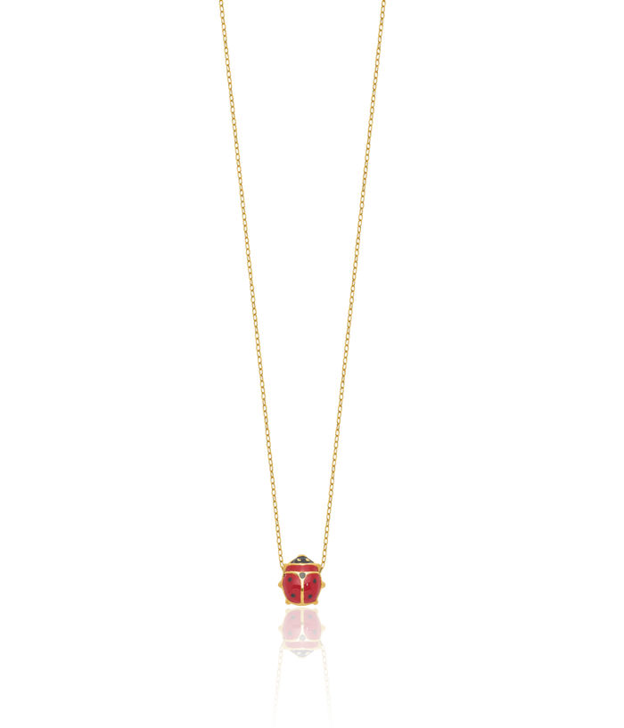 14K Solid Yellow Gold Ladybug Necklace Chain