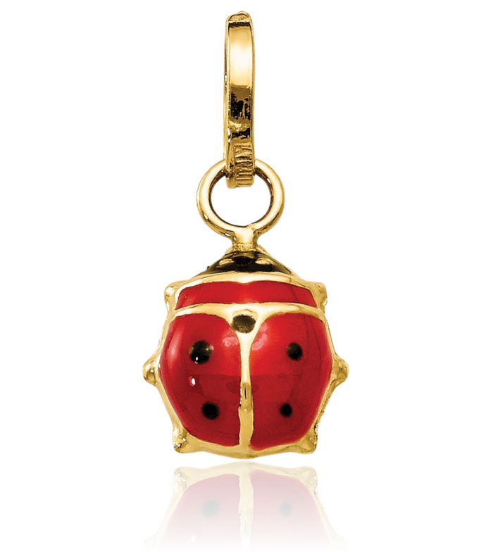 14K Solid Yellow Gold Ladybug Necklace Chain Pendant Charm