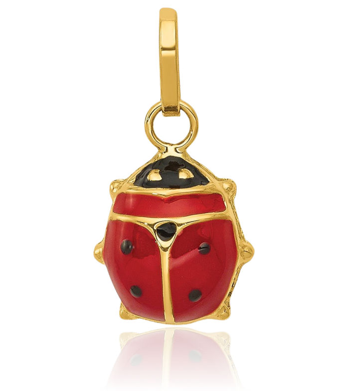 14K Solid Yellow Gold Ladybug Necklace Chain Pendant Charm