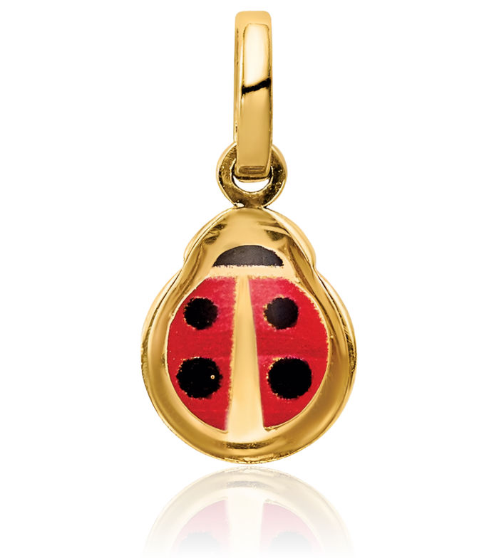 14K Solid Yellow Gold Ladybug Necklace Chain Pendant Charm