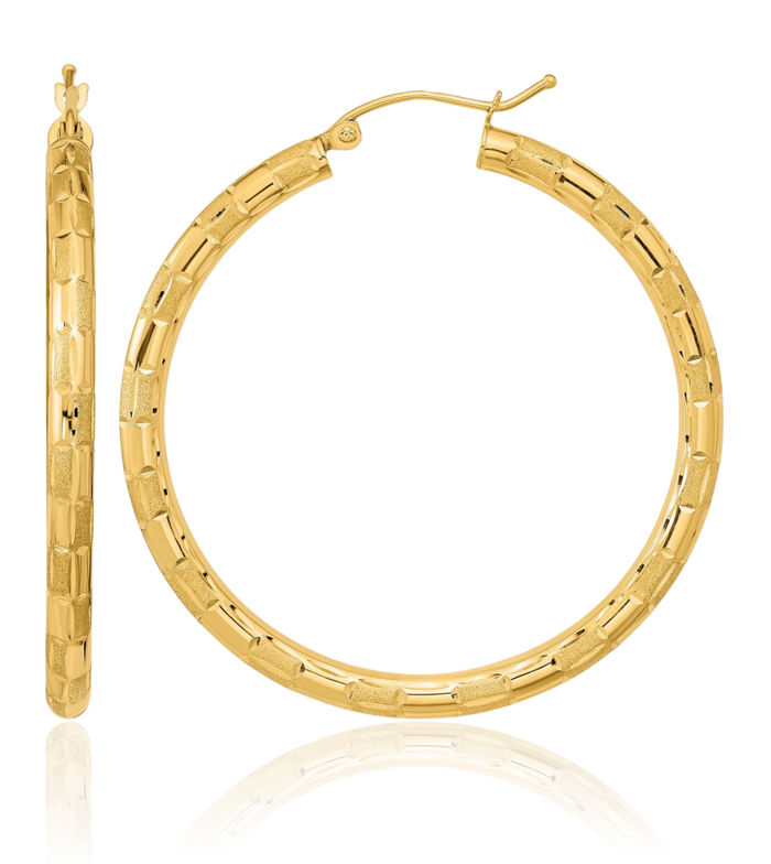 14K Solid Yellow Gold Large Hoop Earrings