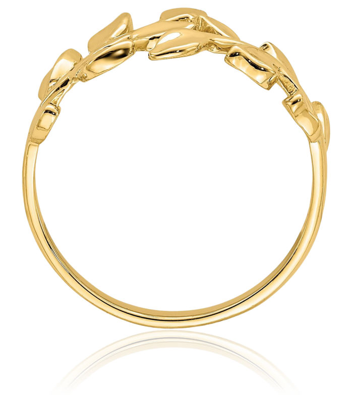 14K Solid Yellow Gold Leaf Flower Ring