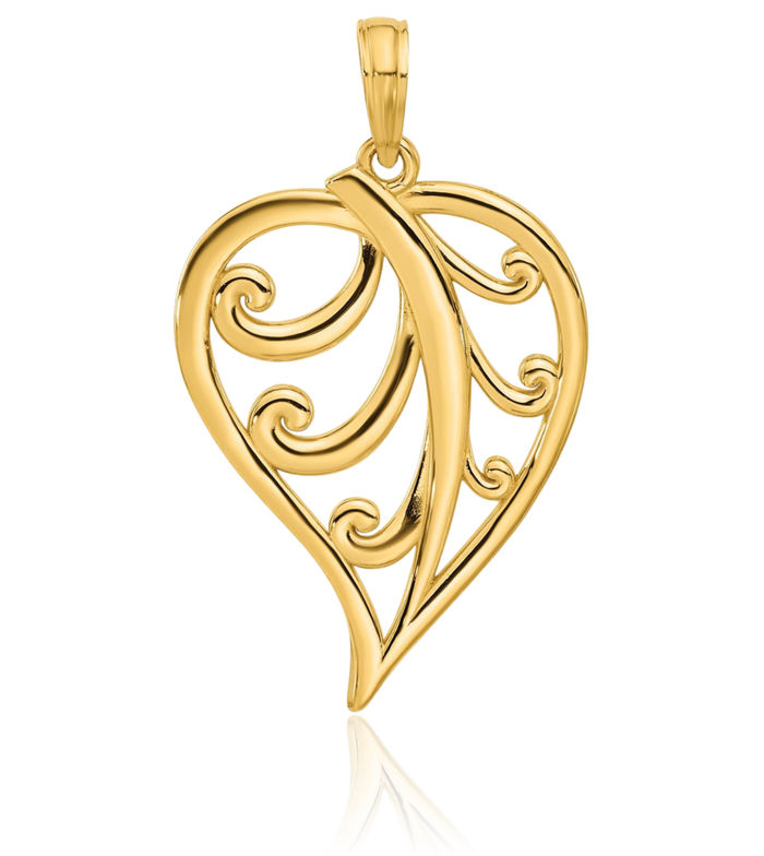 14K Solid Yellow Gold Leaf Flowers Necklace Chain Pendant Charm