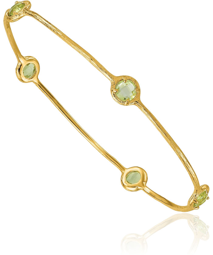 14K Solid Yellow Gold Lemon Topaz Slip On Gemstone Bangle Bracelet