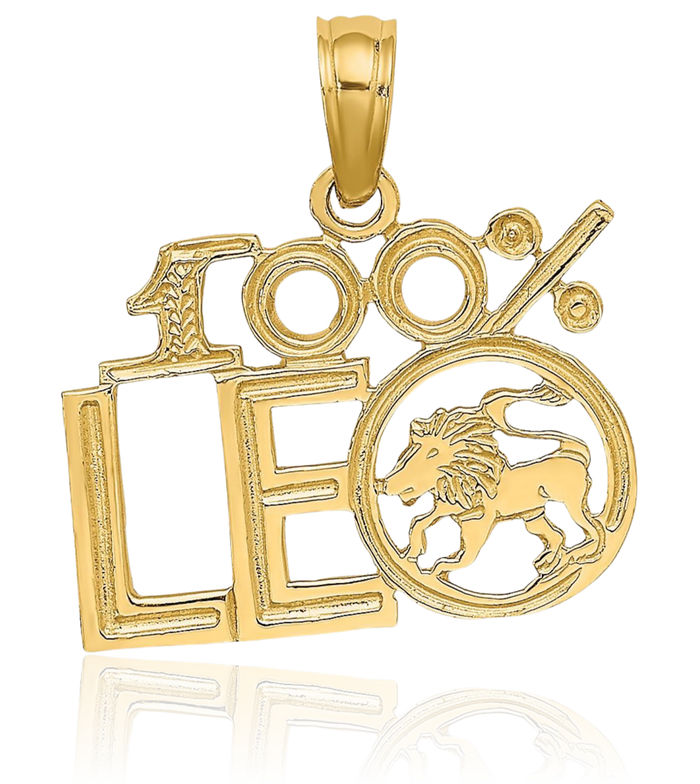 14K Solid Yellow Gold 100% Leo Zodiac Necklace Lion Head Horoscope Pendant July August Birthday Charm Astrology Jewelry